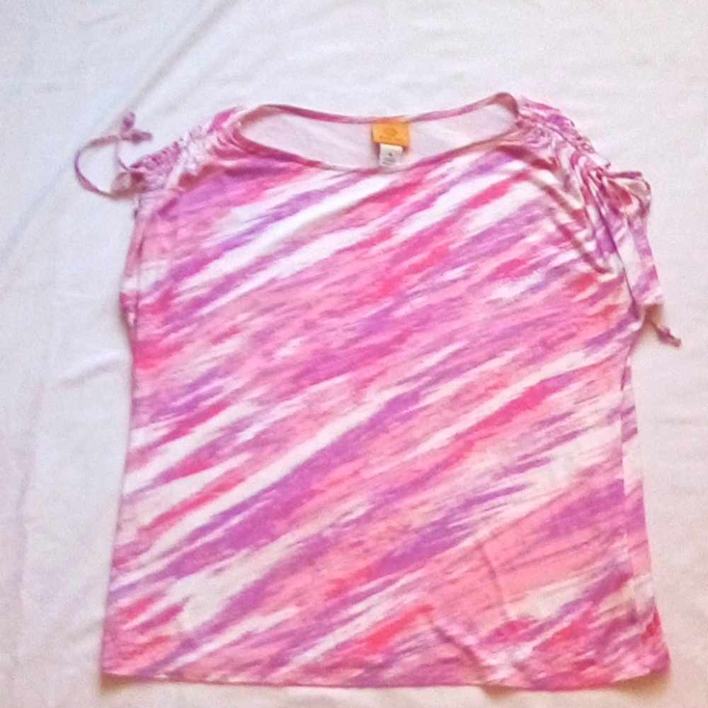 Ruby Red  draw Strings Casual Women Blouse Boho Top Size M